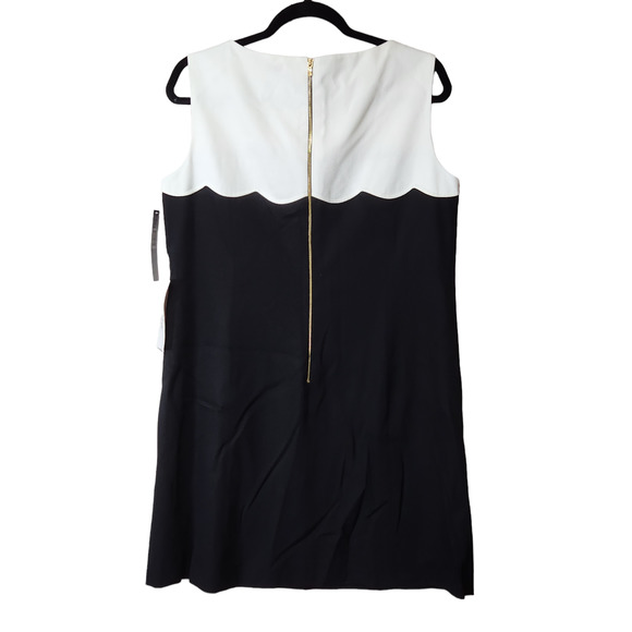 Tahari Womens Sheath Dress Size 12P Petites Black White Sleeveless Career Lined - Picture 2 of 8